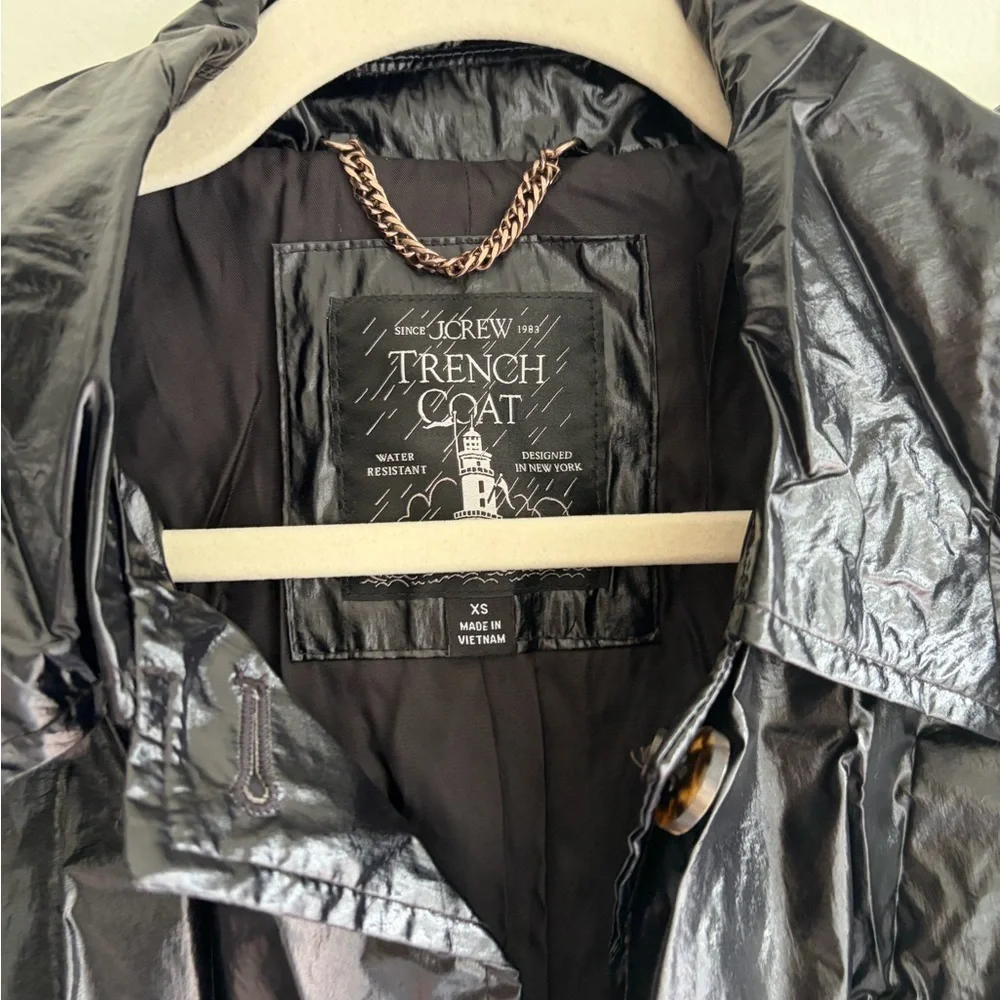 J. CREW Rain-or-Shine Black Trench Coat Size XS